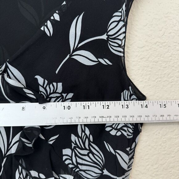 Vintage The Limited Dress Womens Size 6 100% Silk Y2K Floral Vneck Midi Navy - Picture 5 of 7